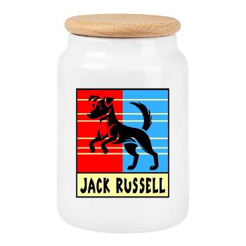 Jack Russell Terrier Hunde Design - Keksdose mit Holzdeckel - Weiß - Vorne