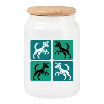 Motif Jack Russel Terrier - Boîte à biscuits avec couvercle en bois - blanc - Devant