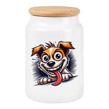 Jack Russell Terrier - Keksdose mit Holzdeckel - Weiß - Vorne
