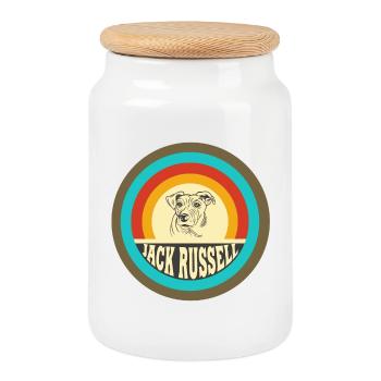 Jack Russell Terrier Design - Keksdose mit Holzdeckel - Weiß - Vorne