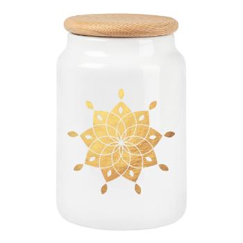 Yoga Sun Star Mandala Méditation Gold deluxe - Boîte à biscuits avec couvercle en bois - blanc - Devant