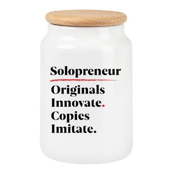 Originals Innovate. Copies Imitate. [Black] - Cookie Jar with Wooden Lid - white - Front