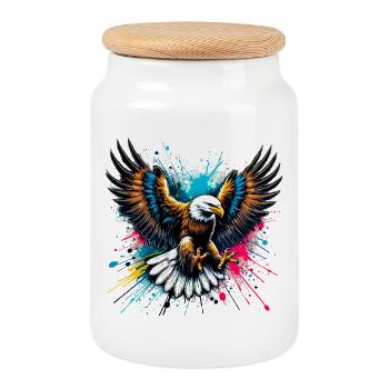 Aigle - Boîte à biscuits avec couvercle en bois - blanc - Devant