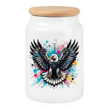 Aigle - Boîte à biscuits avec couvercle en bois - blanc - Devant