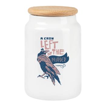 Un corbeau à la gauche du meurtre – Mystical Crow Art - Boîte à biscuits avec couvercle en bois - blanc - Devant