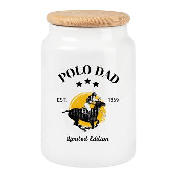Polo Rider – Dynamic Sport Design - Cookie Jar with Wooden Lid - white - Front