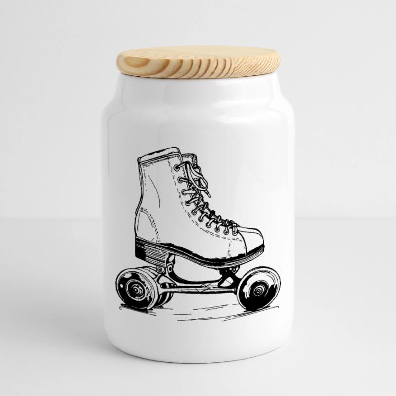 Rollerskates Keksdose mit Holzdeckel