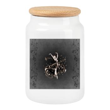Die Tänzerin des Abends. - Keksdose mit Holzdeckel - Weiß - Vorne