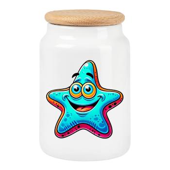 Étoile de mer - Boîte à biscuits avec couvercle en bois - blanc - Devant