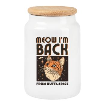 Meow I’m Back - Keksdose mit Holzdeckel - Weiß - Vorne