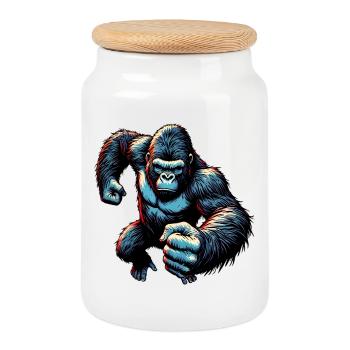 Gorilla - Keksdose mit Holzdeckel - Weiß - Vorne