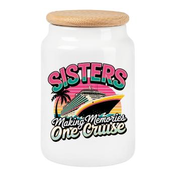 Sisters Cruise - Erinnerungen schaffen - Keksdose mit Holzdeckel - Weiß - Vorne