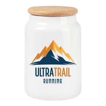 Ultra Trail Running - Boîte à biscuits avec couvercle en bois - blanc - Devant