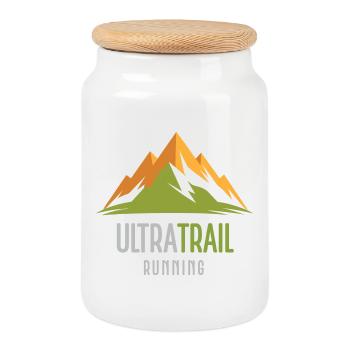 Ultra Trail Running - Boîte à biscuits avec couvercle en bois - blanc - Devant