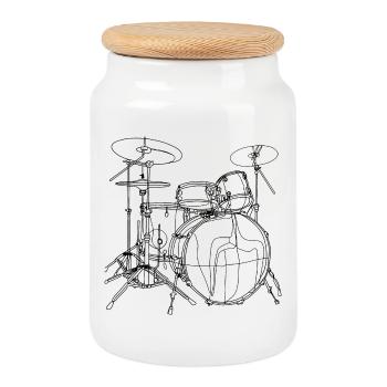 Croquis de tambour - Boîte à biscuits avec couvercle en bois - blanc - Devant