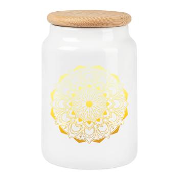 Mandala - Keksdose mit Holzdeckel - Weiß - Vorne