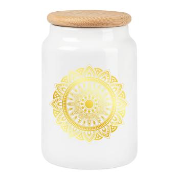 Mandala - Keksdose mit Holzdeckel - Weiß - Vorne