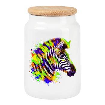 Zebra - Keksdose mit Holzdeckel - Weiß - Vorne