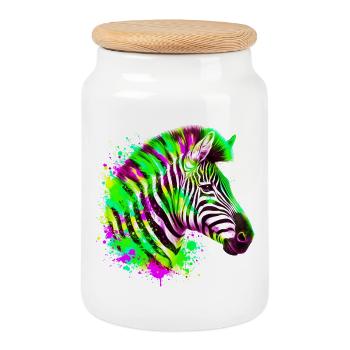 Zebra - Keksdose mit Holzdeckel - Weiß - Vorne