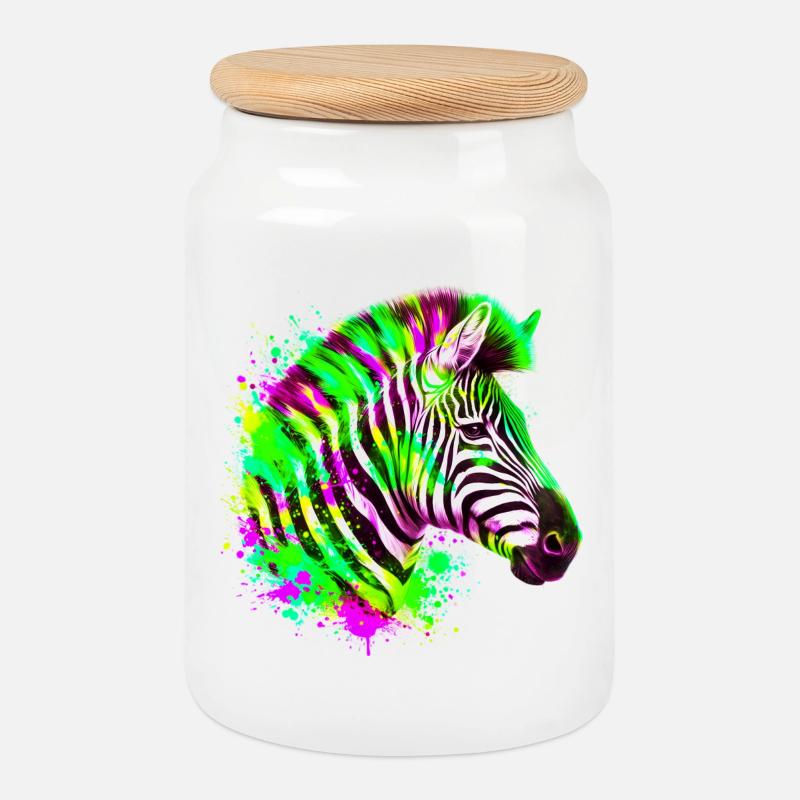 Zebra - Keksdose mit Holzdeckel - Weiß