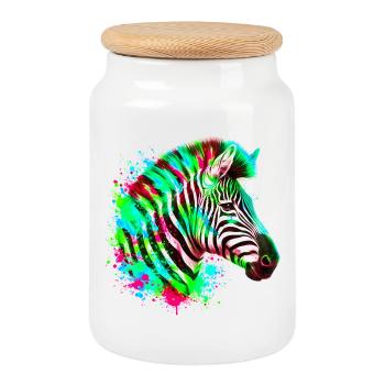 Zebra - Keksdose mit Holzdeckel - Weiß - Vorne