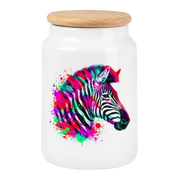 Zebra - Keksdose mit Holzdeckel - Weiß - Vorne