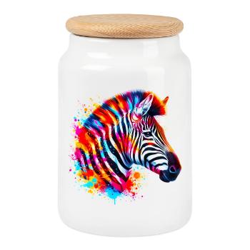 Zebra - Keksdose mit Holzdeckel - Weiß - Vorne