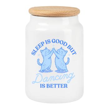 Sleep Is Good But Dancing Is Better - Keksdose mit Holzdeckel - Weiß - Vorne
