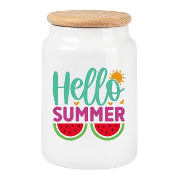 Hallo Sommer - Keksdose mit Holzdeckel - Weiß - Vorne