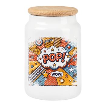 Pop Art | dernier cri - Boîte à biscuits avec couvercle en bois - blanc - Devant
