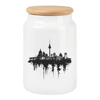 Berlin Skyline - Keksdose mit Holzdeckel - Weiß - Vorne
