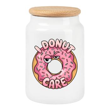 Donut Care - Cookie Jar with Wooden Lid - white - Front