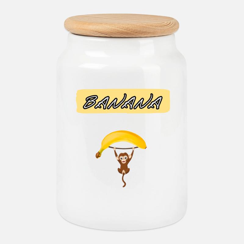 banana ape - Keksdose mit Holzdeckel - Weiß