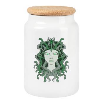 Medusa Gorgo Schlange Gorgonenmonster Griechische Mythologie - Keksdose mit Holzdeckel - Weiß - Vorne