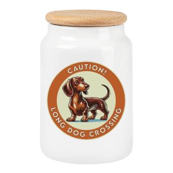 Prudence! Longue traversée pour chiens - Boîte à biscuits avec couvercle en bois - blanc - Devant