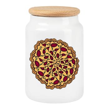 Pizza graphic - Cookie Jar with Wooden Lid - white - Front
