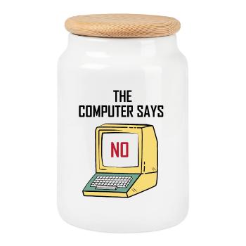 Computer Says No - Funny gift for Geeks & Nerds - Cookie Jar with Wooden Lid - white - Front