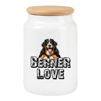Bernese mountain dog - Cookie Jar with Wooden Lid - white - Front