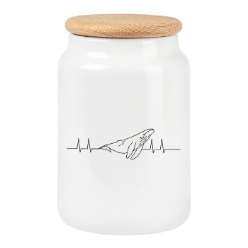 Humpback whale heartbeat dark - Cookie Jar with Wooden Lid - white - Front