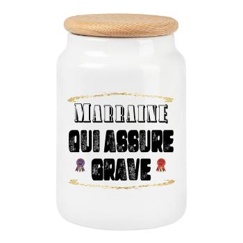 Marraine Qui Assure Grave - Boîte à biscuits avec couvercle en bois - blanc - Devant