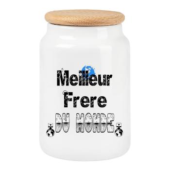 Meilleur Frère du Monde - Boîte à biscuits avec couvercle en bois - blanc - Devant