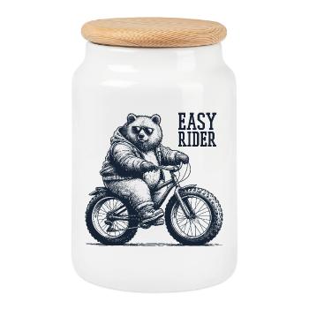 Fatbike Ours Vélo Fat Tire Cool Gift - Boîte à biscuits avec couvercle en bois - blanc - Devant