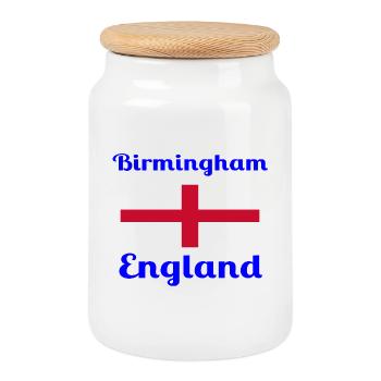 Birmingham England - Stylische Drucke - Keksdose mit Holzdeckel - Weiß - Vorne