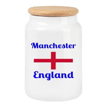 Manchester, Angleterre - Imprimés élégants - Boîte à biscuits avec couvercle en bois - blanc - Devant