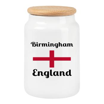 Birmingham English - Imprimés élégants - Boîte à biscuits avec couvercle en bois - blanc - Devant