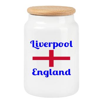 Liverpool England - Stylish prints - Cookie Jar with Wooden Lid - white - Front