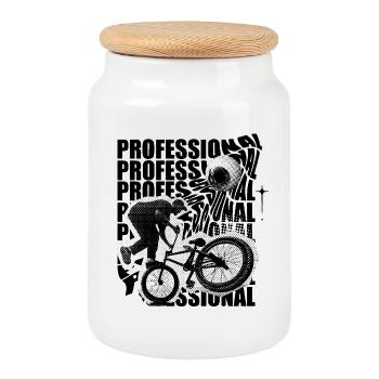 Freestyle BMX – Adrenaline on two wheels - Cookie Jar with Wooden Lid - white - Front