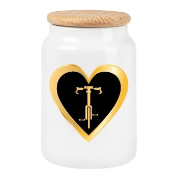 CYCLISME CŒUR CYCLISTE VÉLO - Boîte à biscuits avec couvercle en bois - blanc - Devant