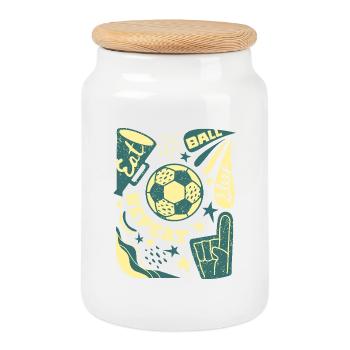 Manger, dormir, ballonner, répéter – Football Vintage Look - Boîte à biscuits avec couvercle en bois - blanc - Devant