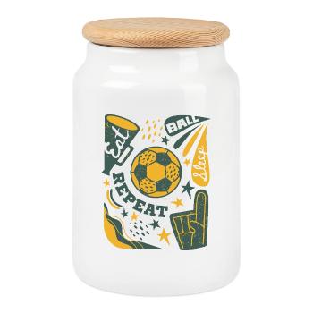 Soccer Life – Play, Ball, Repeat - Keksdose mit Holzdeckel - Weiß - Vorne